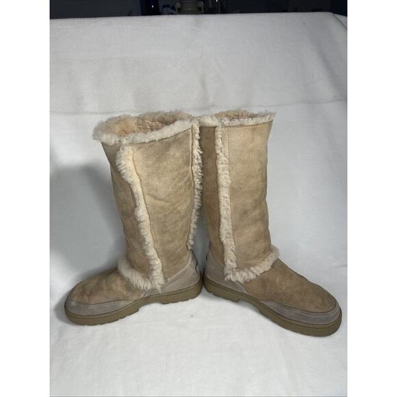 Ugg Australia Sunburst II Tall 5235 Chestnut Suede Sherpa lining 12.5" Shaft 6 - Picture 1 of 5